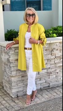Giacca camicia da donna lunga in cotone tinta unita