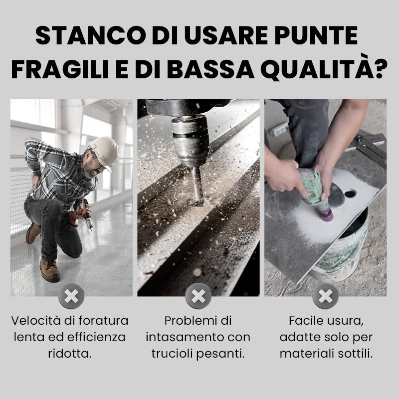 🔥🔥Kit di Punte da Trapano Eccentriche Zigrinate a 4 Taglienti ad Alta Resistenza