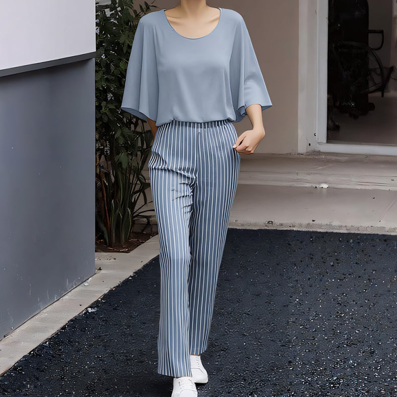 🔥ULTIMO GIORNO DI SALDI - SCONTO DEL 49%🔥 Completo pantaloni stampati e top girocollo da donna