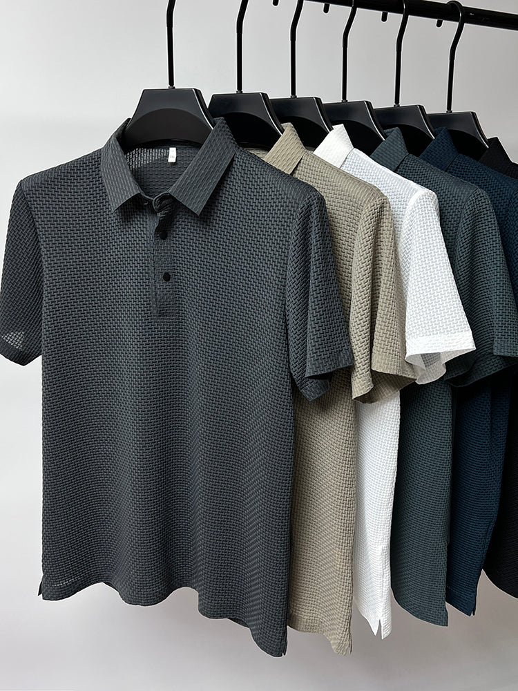Camicia a maniche corte traspirante da uomo in seta di ghiaccio