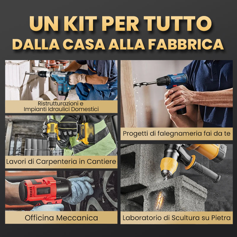 🔥🔥Kit di Punte da Trapano Eccentriche Zigrinate a 4 Taglienti ad Alta Resistenza