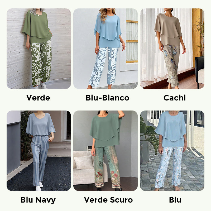 🔥ULTIMO GIORNO DI SALDI - SCONTO DEL 49%🔥 Completo pantaloni stampati e top girocollo da donna