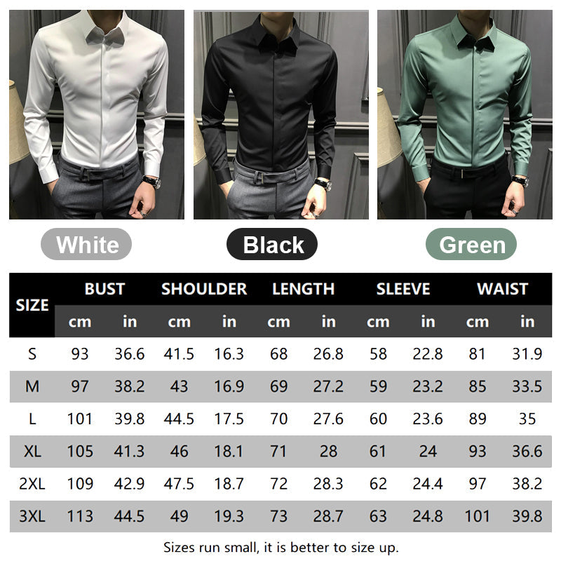 Camicia da uomo senza pieghe con bottoni