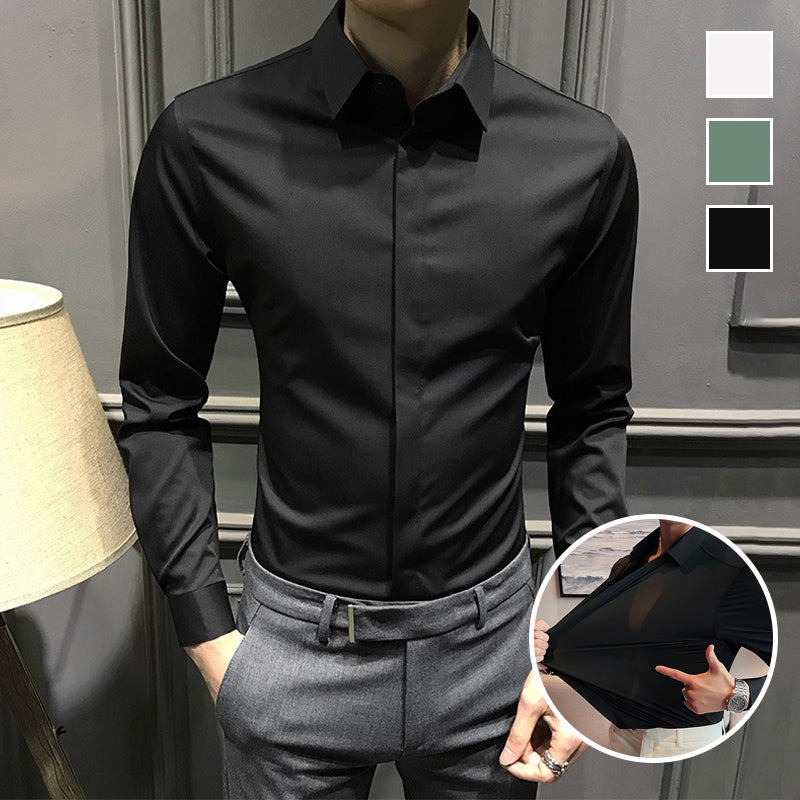 Camicia da uomo senza pieghe con bottoni