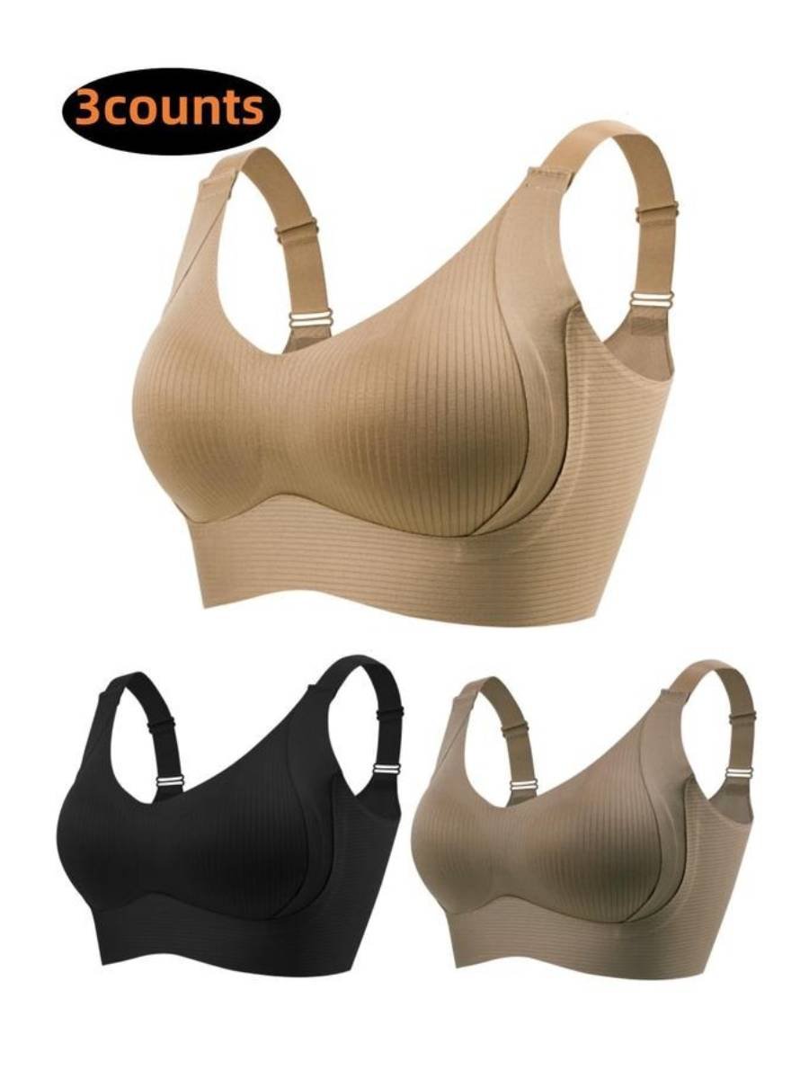 🎁Acquistane 1 e ricevi 3 confezioni💕Reggiseno push-up a costine da donna, regolabile e senza ferrett