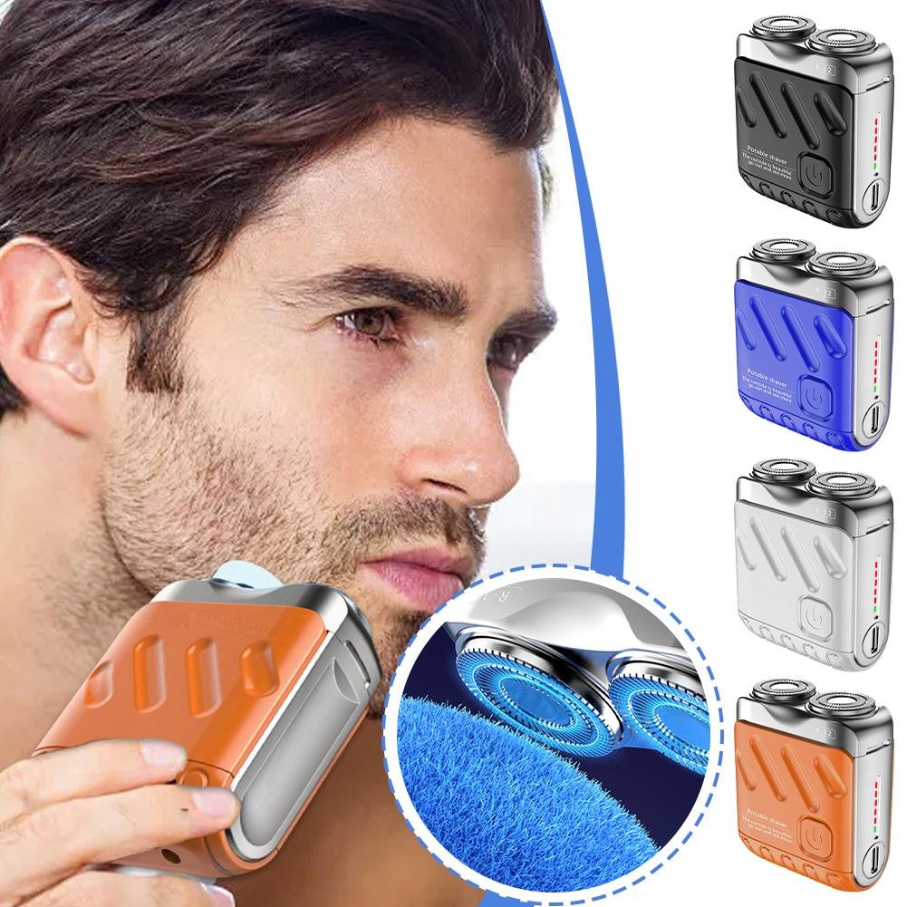 Rasoio Elettrico Rotativo Portatile a Doppio Anello