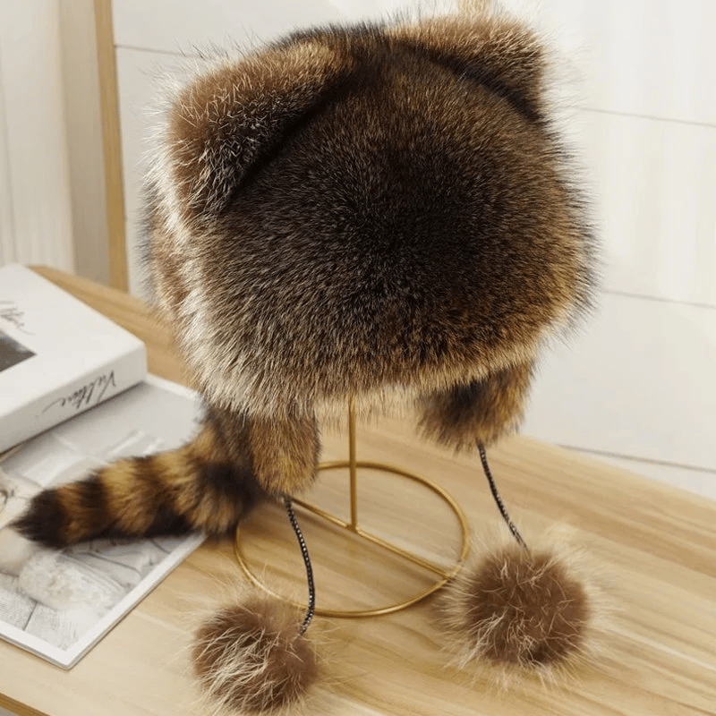 🔥 SALDI CALDI: 49% DI SCONTO 🔥 Cappello Artigianale in Pelliccia Sintetica di Procione 🎁 ACQUISTANE 2 E SPEDIZIONE GRATUITA!