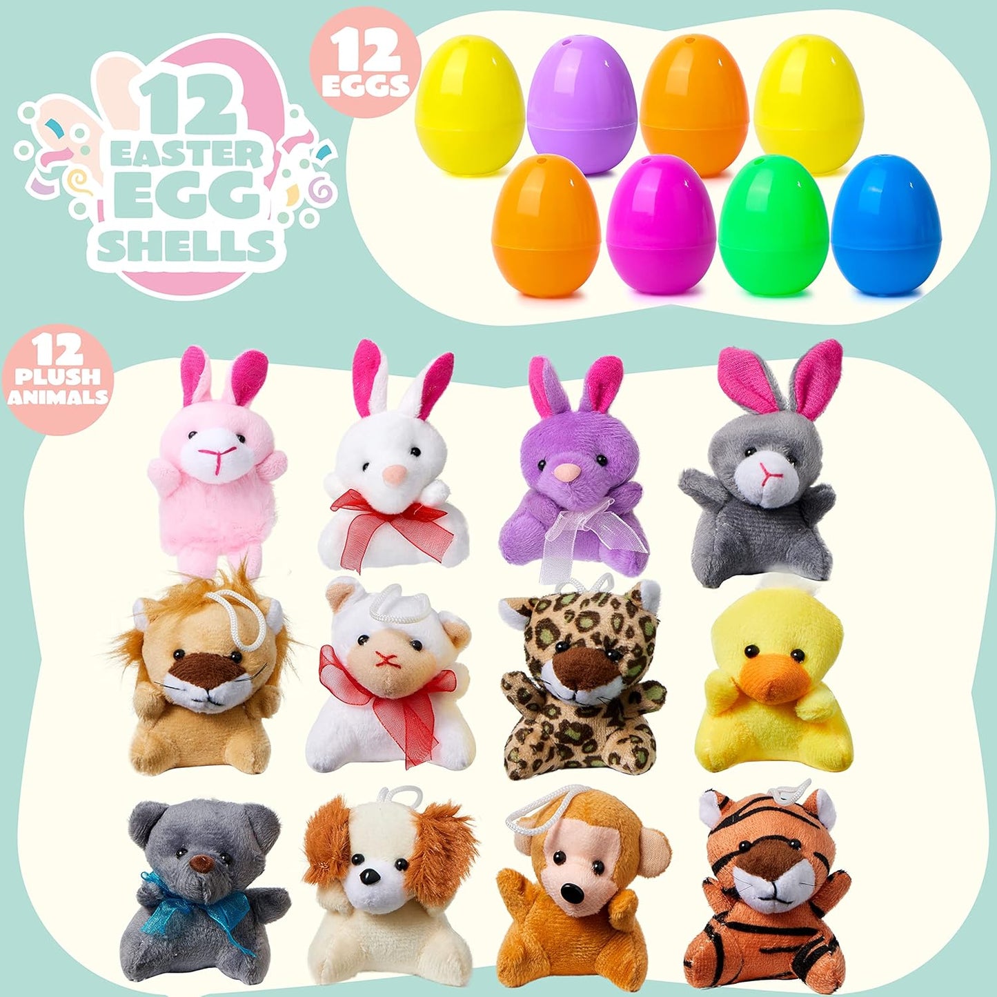 🔥VENDITA CALDA SCONTO DEL 50% - 12/24/36 pezzi di uova di Pasqua preriempite, piene di giocattoli di peluche