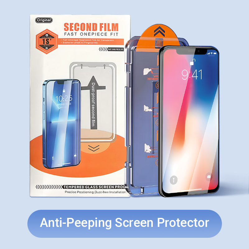 Pellicola Protettiva in Vetro Temperato 4K HD o Anti-Spia per iPhone, Installazione Automatica senza Polvere