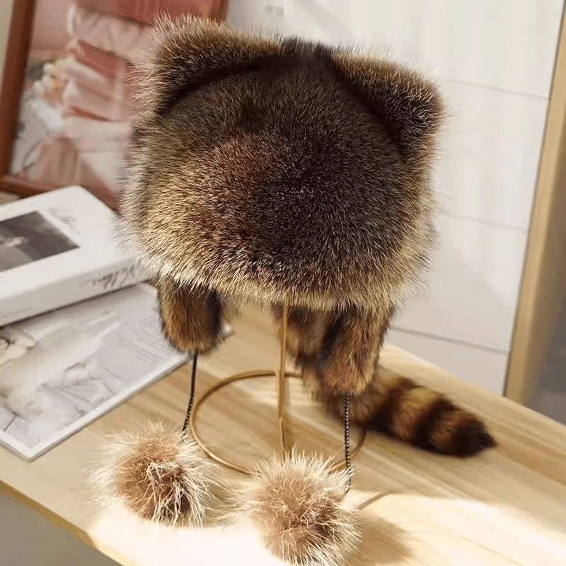 🔥 SALDI CALDI: 49% DI SCONTO 🔥 Cappello Artigianale in Pelliccia Sintetica di Procione 🎁 ACQUISTANE 2 E SPEDIZIONE GRATUITA!