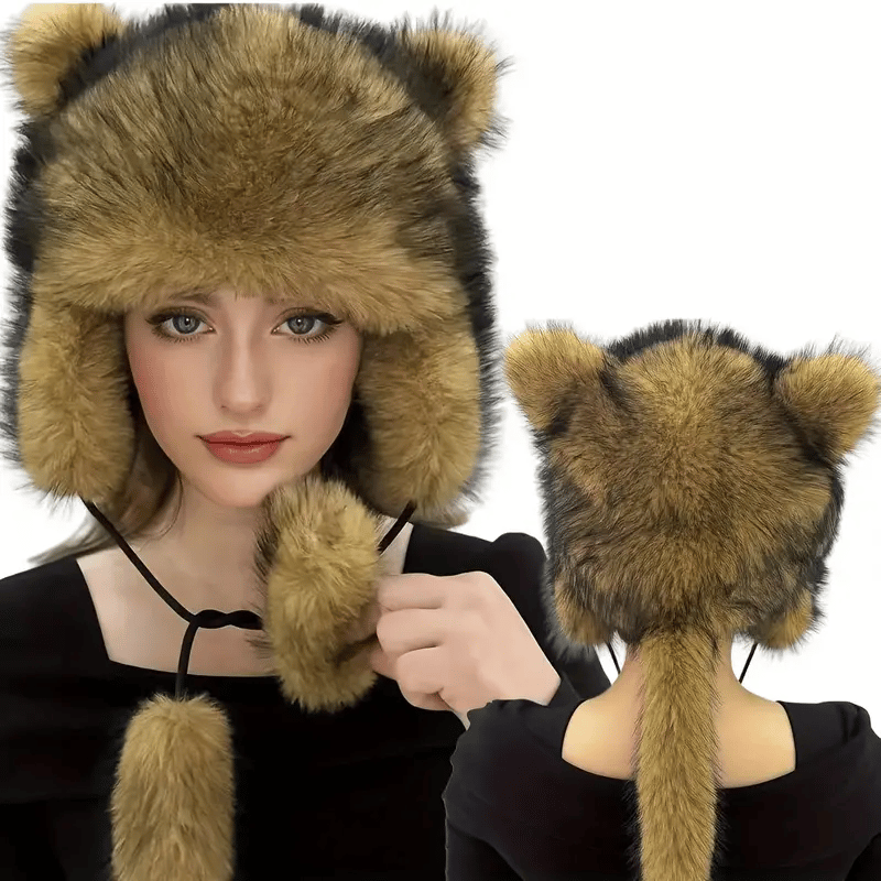 🔥 SALDI CALDI: 49% DI SCONTO 🔥 Cappello Artigianale in Pelliccia Sintetica di Procione 🎁 ACQUISTANE 2 E SPEDIZIONE GRATUITA!
