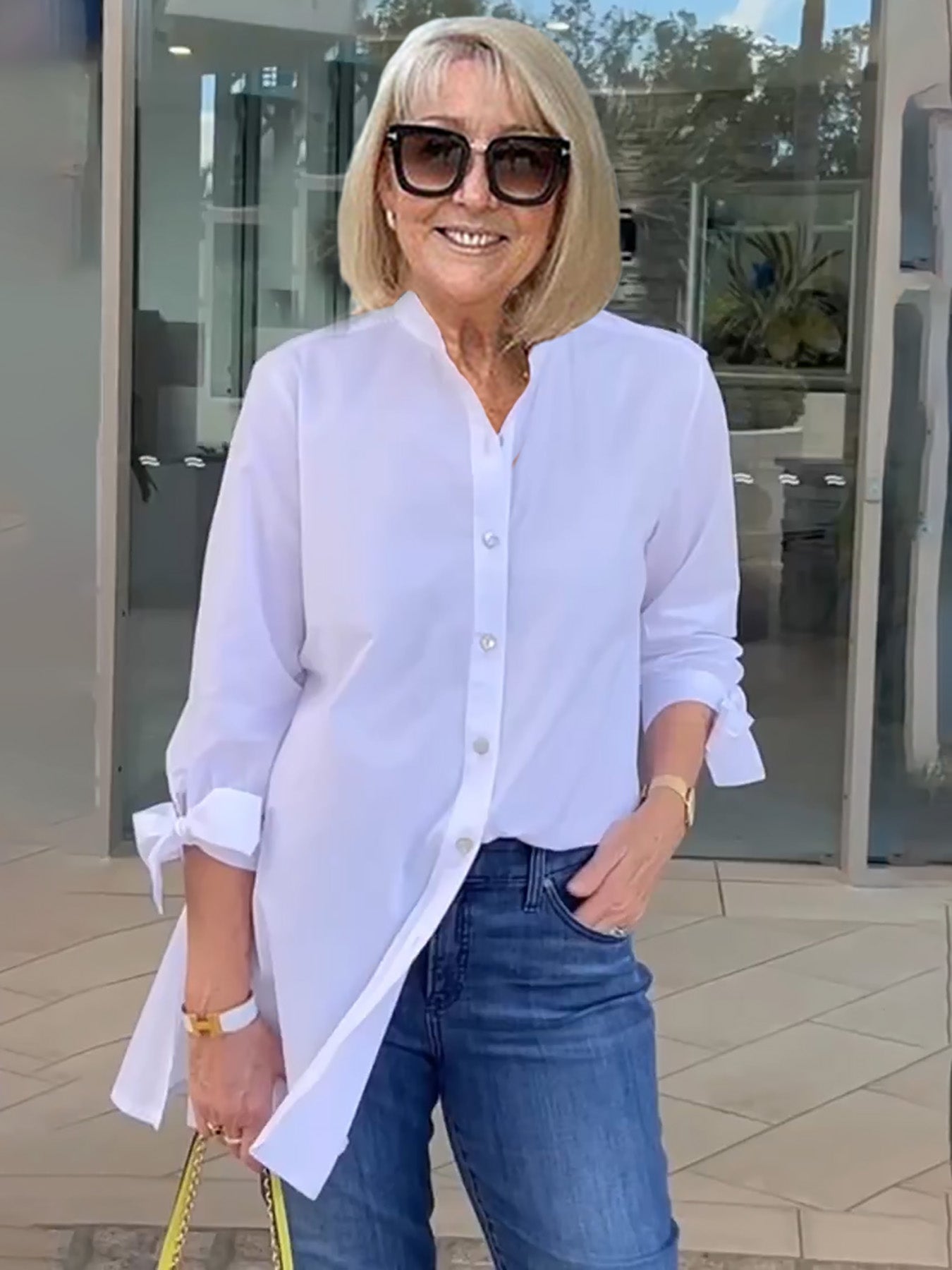Giacca camicia da donna lunga in cotone tinta unita