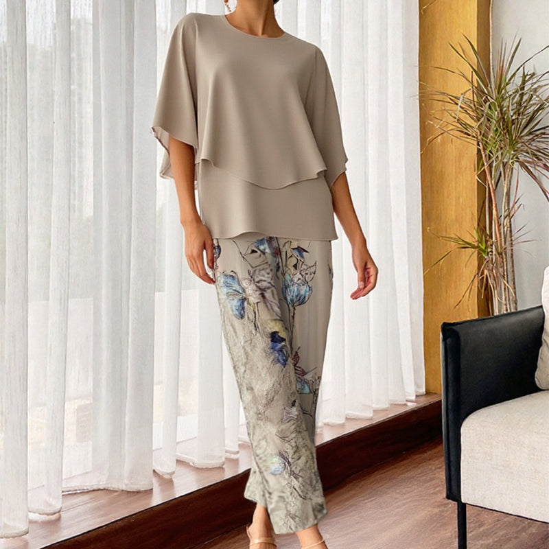🔥ULTIMO GIORNO DI SALDI - SCONTO DEL 49%🔥 Completo pantaloni stampati e top girocollo da donna