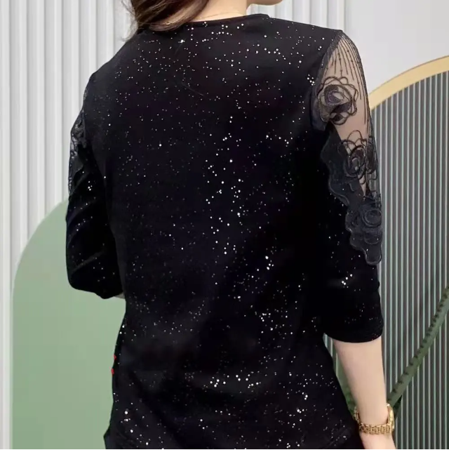【M-4XL】Nuova blusa versatile in pizzo a diamante per tutti i tipi di corpo