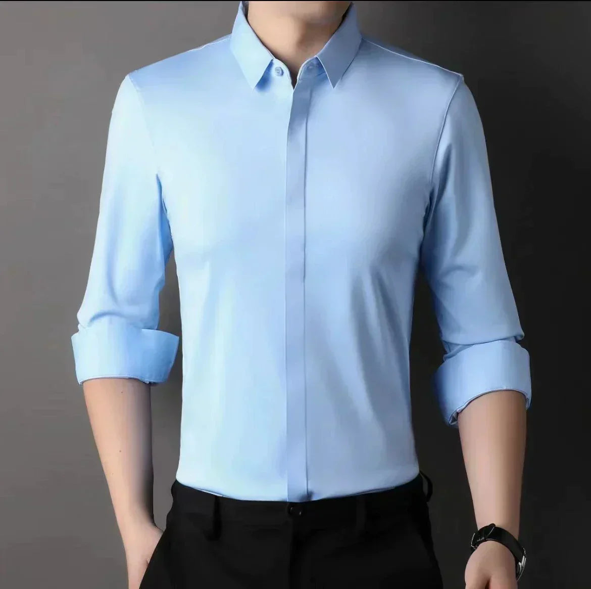 Camicia da uomo senza pieghe con bottoni