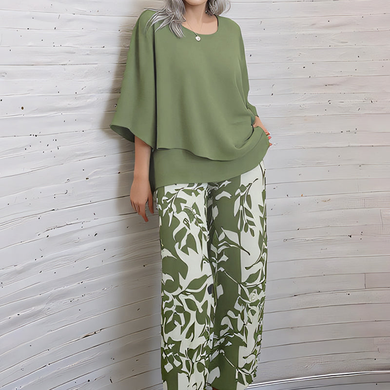 🔥ULTIMO GIORNO DI SALDI - SCONTO DEL 49%🔥 Completo pantaloni stampati e top girocollo da donna