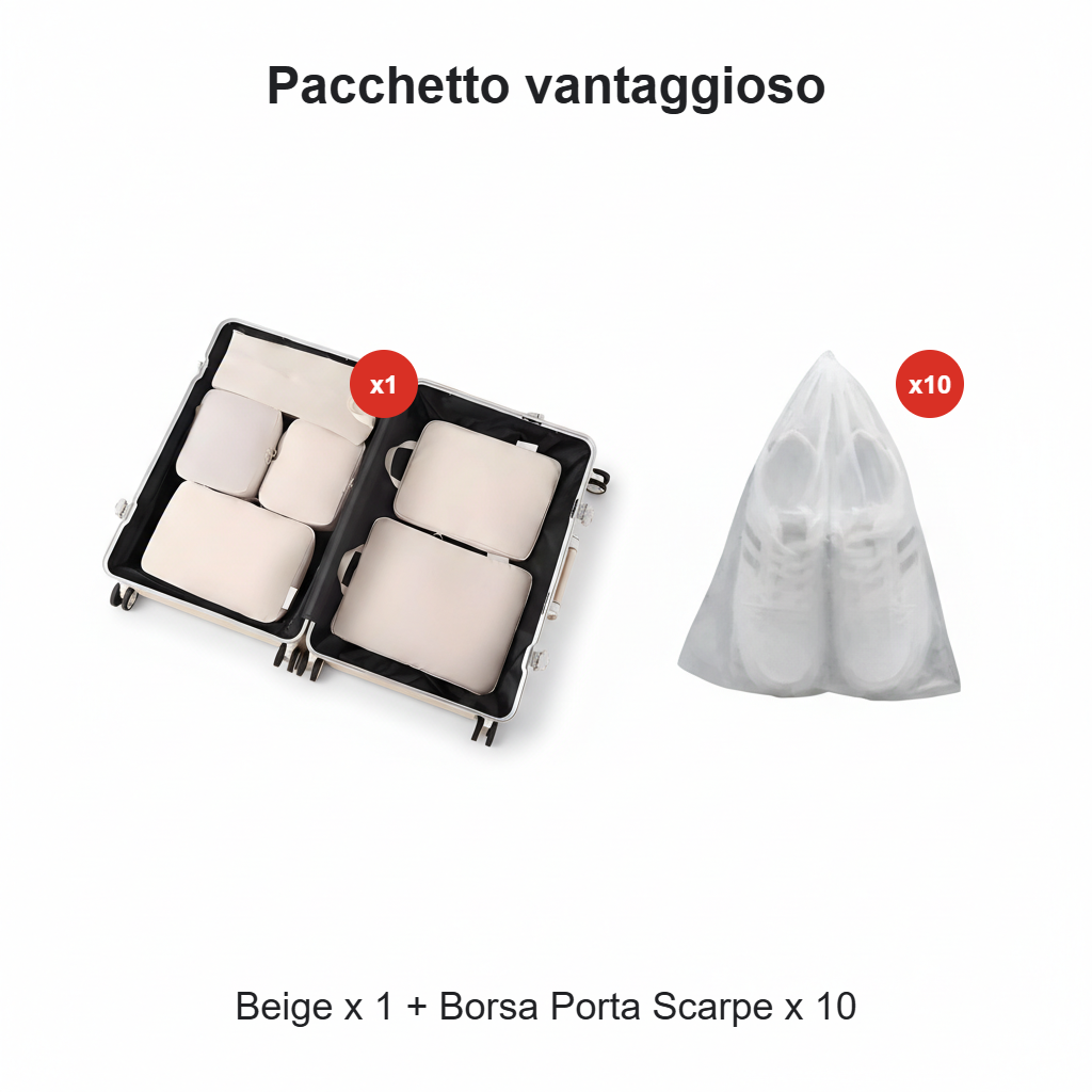 6 cubi di compressione per l'imballaggio da viaggio