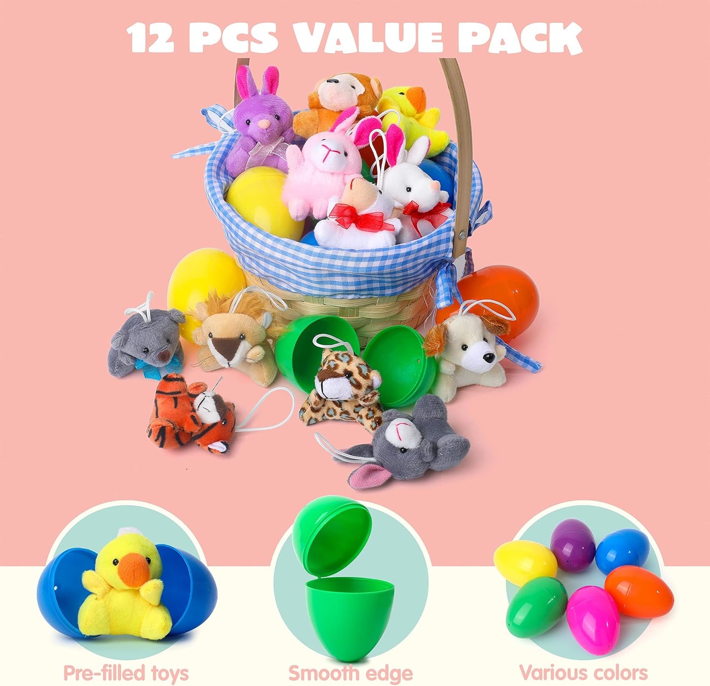 🔥VENDITA CALDA SCONTO DEL 50% - 12/24/36 pezzi di uova di Pasqua preriempite, piene di giocattoli di peluche