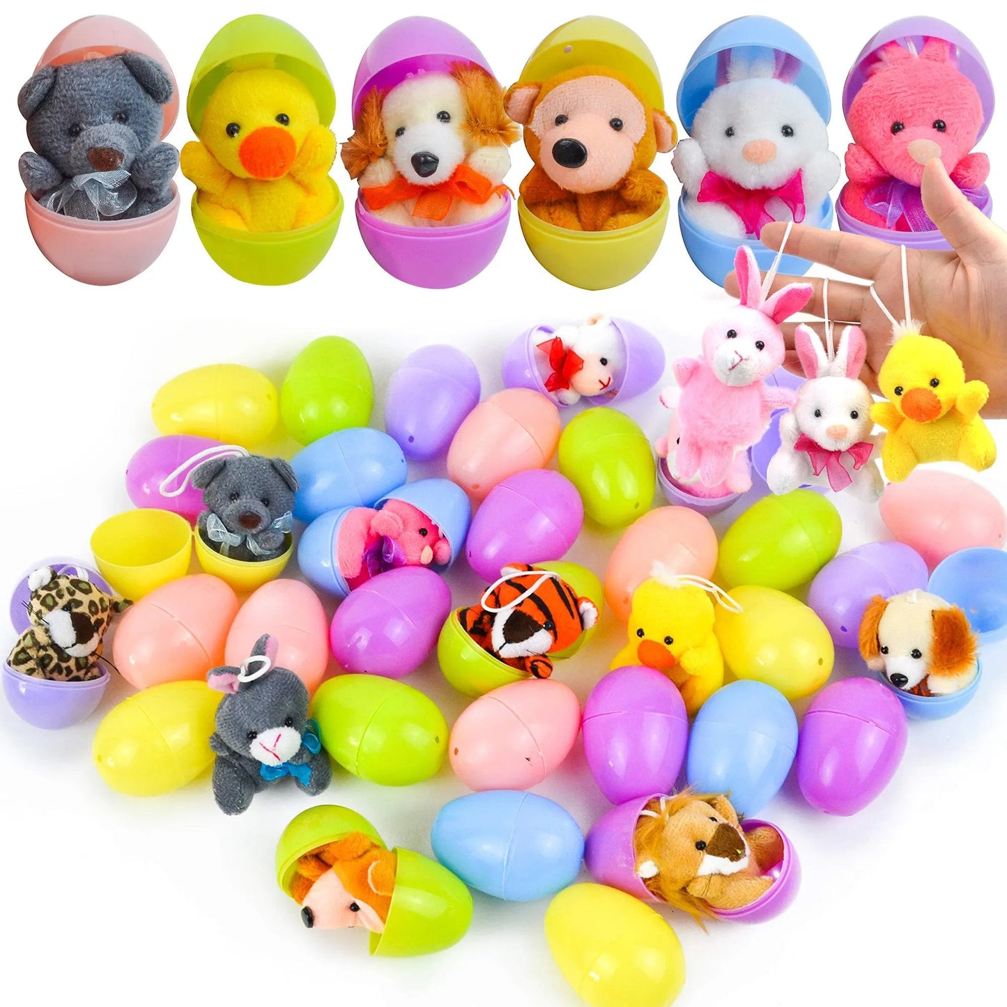 🔥VENDITA CALDA SCONTO DEL 50% - 12/24/36 pezzi di uova di Pasqua preriempite, piene di giocattoli di peluche