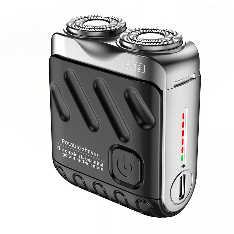 Rasoio Elettrico Rotativo Portatile a Doppio Anello