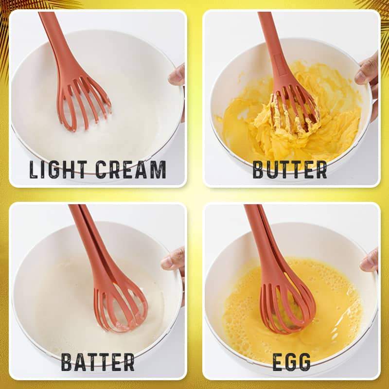 Utensile da cucina 2-in-1: pinza da cucina e frusta per uova