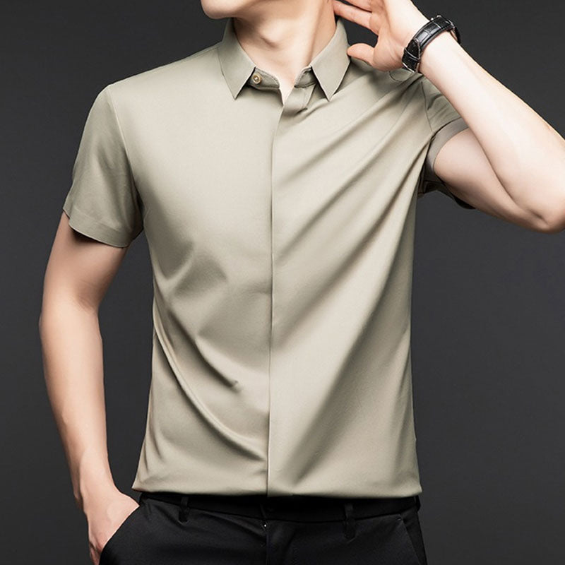 Camicia da lavoro a maniche corte lucida e traspirante da uomo