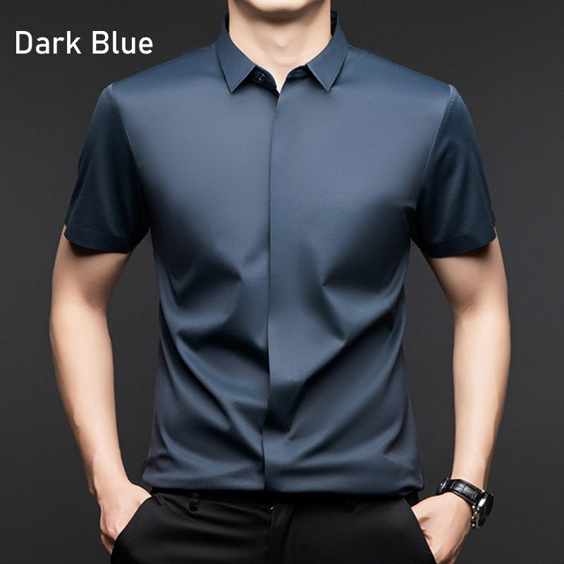 Camicia da lavoro a maniche corte lucida e traspirante da uomo