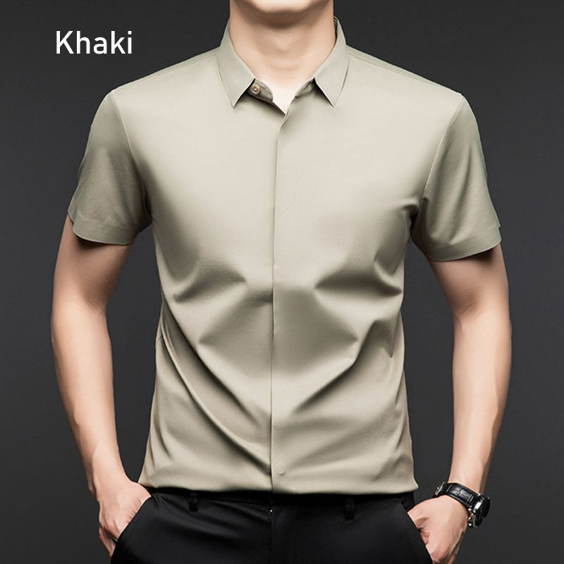 Camicia da lavoro a maniche corte lucida e traspirante da uomo
