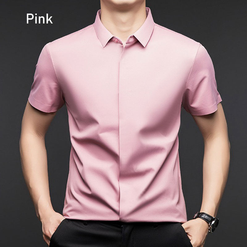 Camicia da lavoro a maniche corte lucida e traspirante da uomo