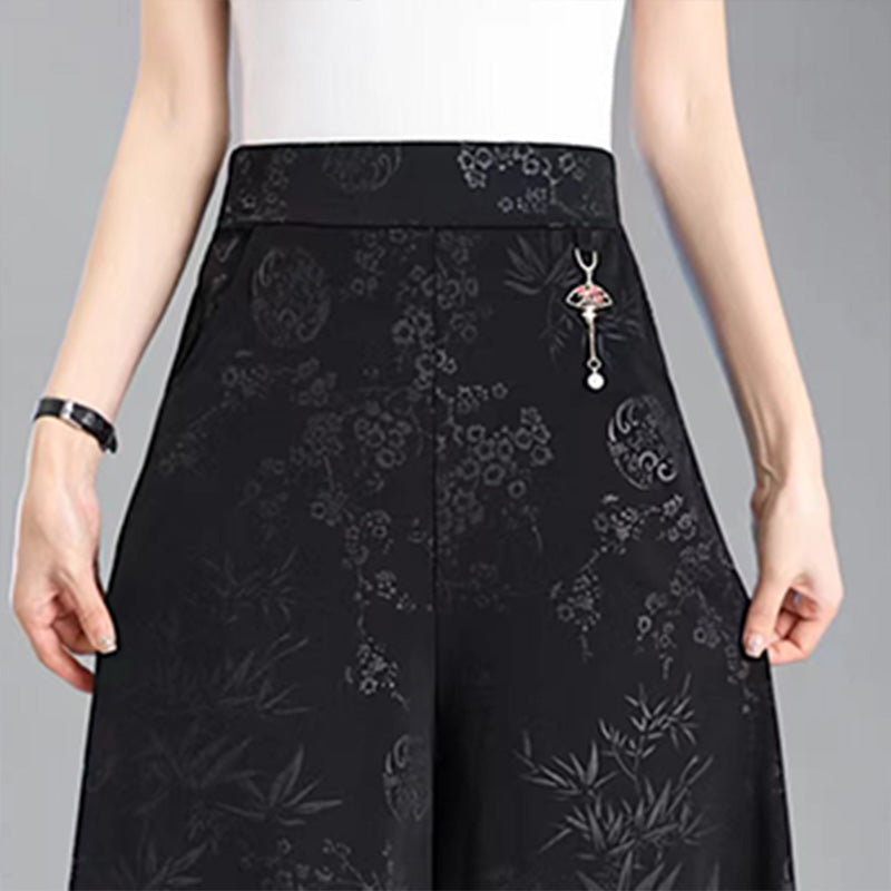 Pantaloni largo alla caviglia con stampa elegante