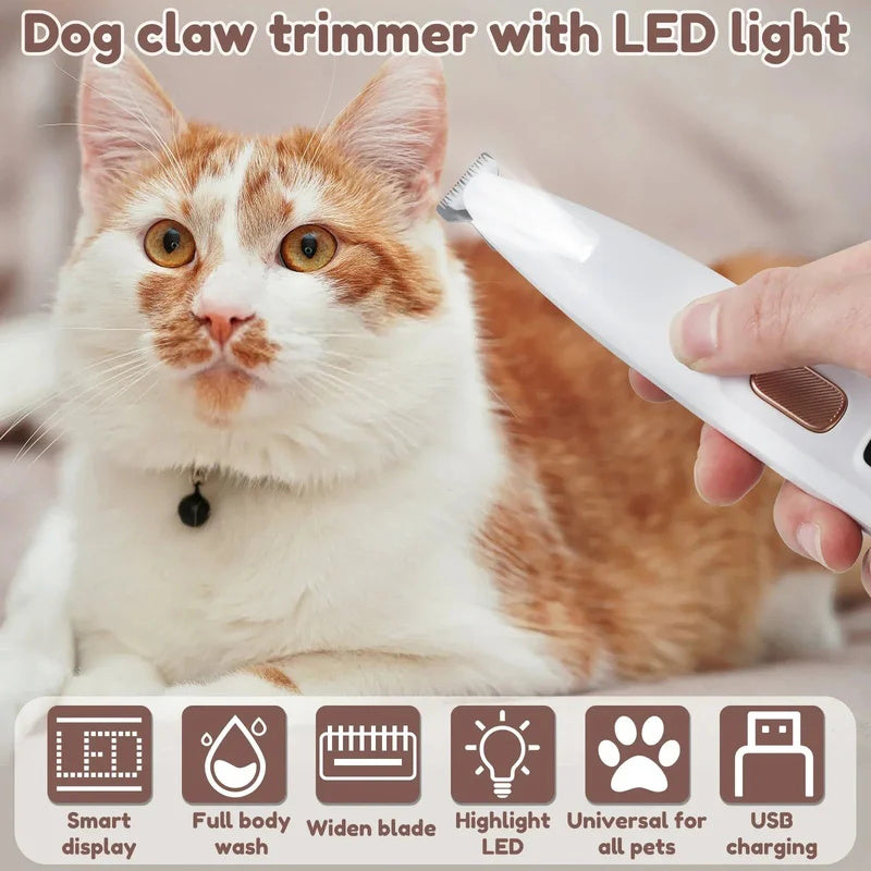 Tagliacapelli per animali ricaricabile impermeabile con luce a LED