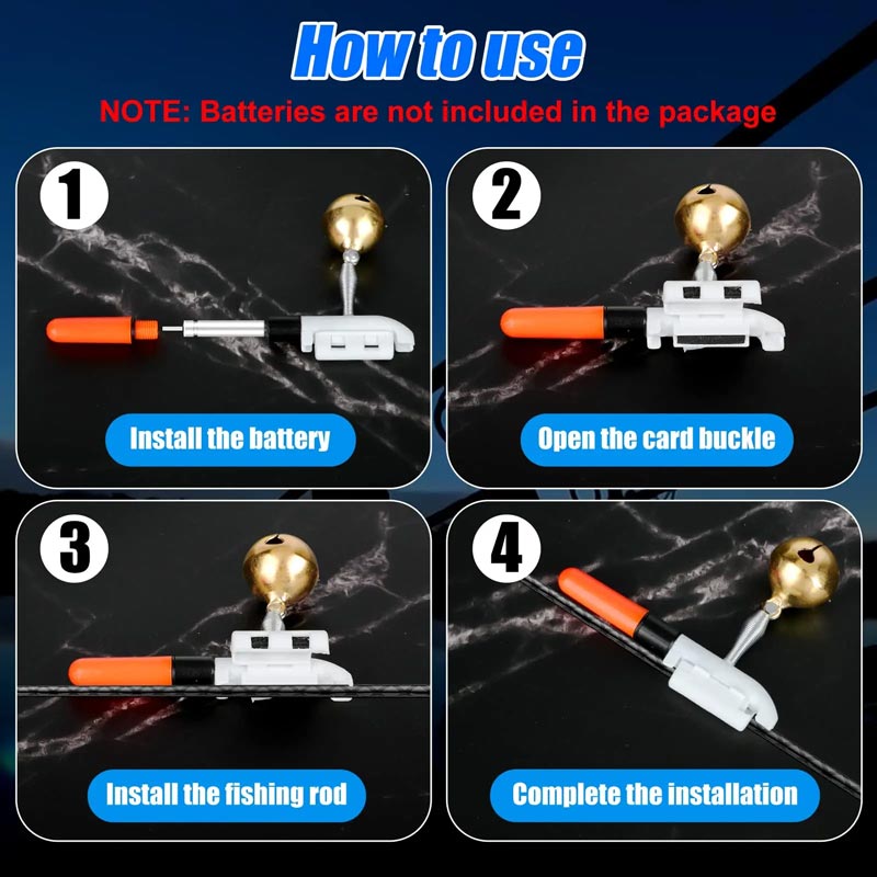 Canna da pesca con luce a LED e campanello buzzer