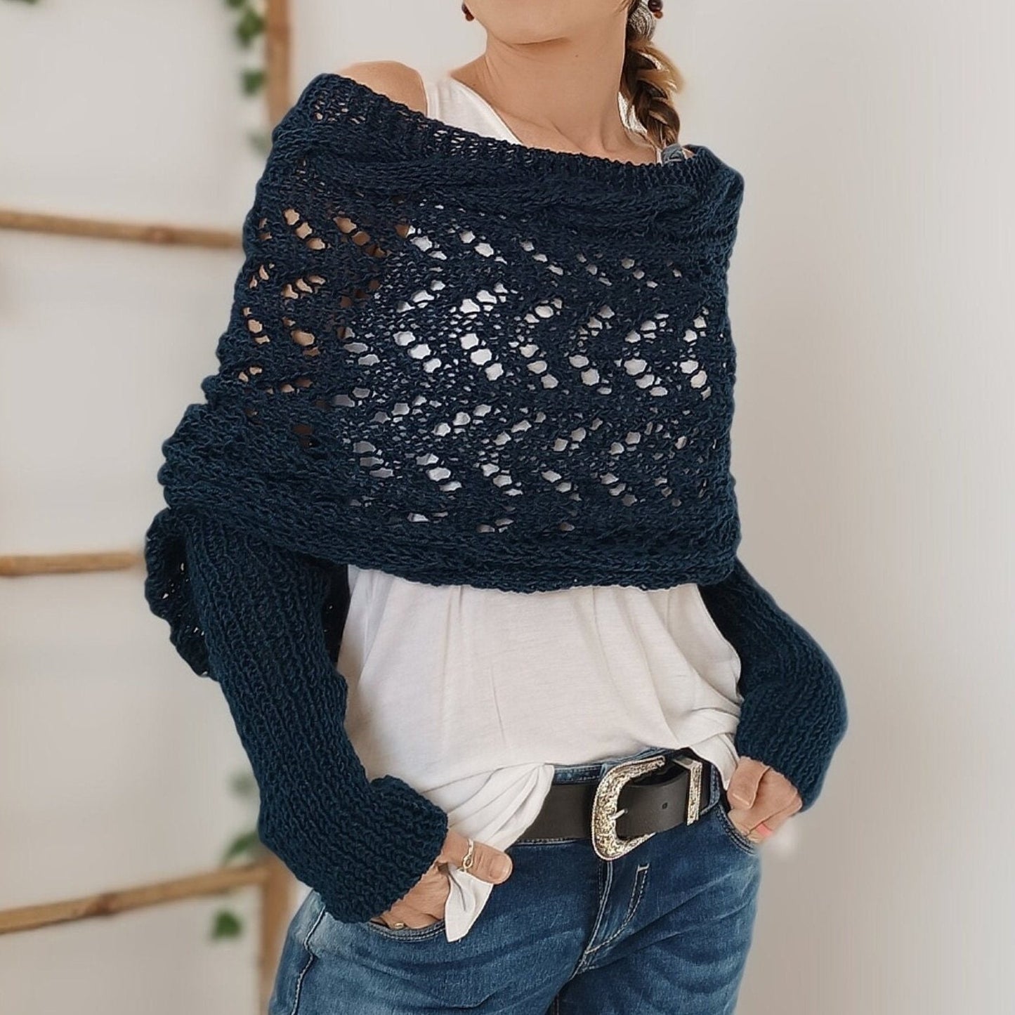 【Bellissimo scialle】💥Poncho Con Scollatura a Maglia per Donna