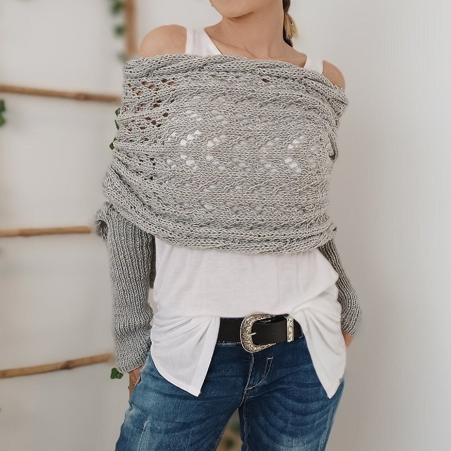 【Bellissimo scialle】💥Poncho Con Scollatura a Maglia per Donna