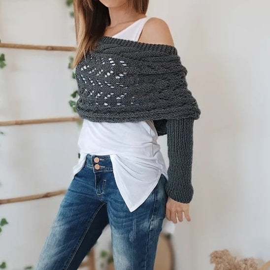 【Bellissimo scialle】💥Poncho Con Scollatura a Maglia per Donna