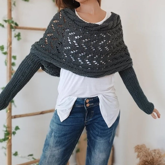 【Bellissimo scialle】💥Poncho Con Scollatura a Maglia per Donna