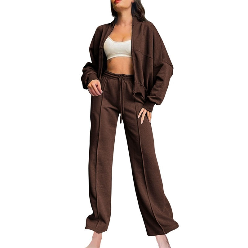 📦Consegna gratuita📦Cappotto a manica lunga con zip e coulisse, pantaloni da donna in felpa 2 pezzi