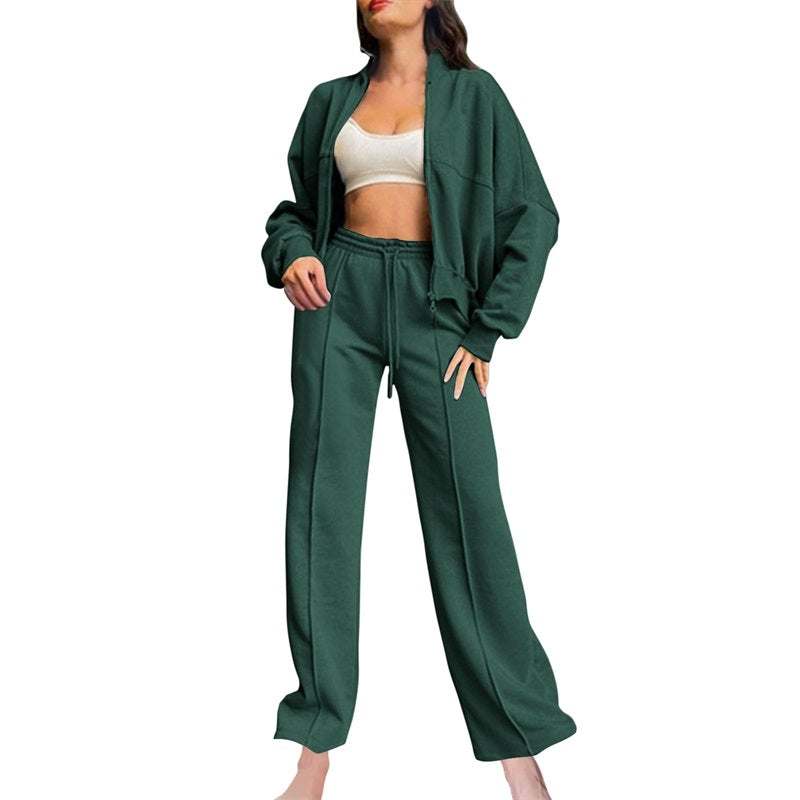 📦Consegna gratuita📦Cappotto a manica lunga con zip e coulisse, pantaloni da donna in felpa 2 pezzi