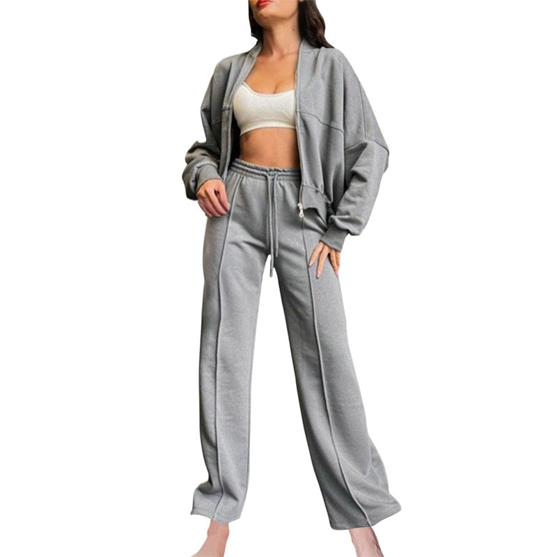 📦Consegna gratuita📦Cappotto a manica lunga con zip e coulisse, pantaloni da donna in felpa 2 pezzi