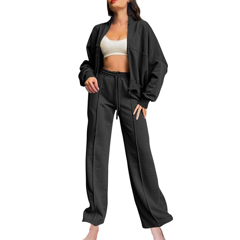 📦Consegna gratuita📦Cappotto a manica lunga con zip e coulisse, pantaloni da donna in felpa 2 pezzi