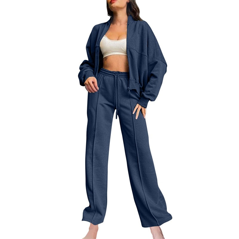 📦Consegna gratuita📦Cappotto a manica lunga con zip e coulisse, pantaloni da donna in felpa 2 pezzi