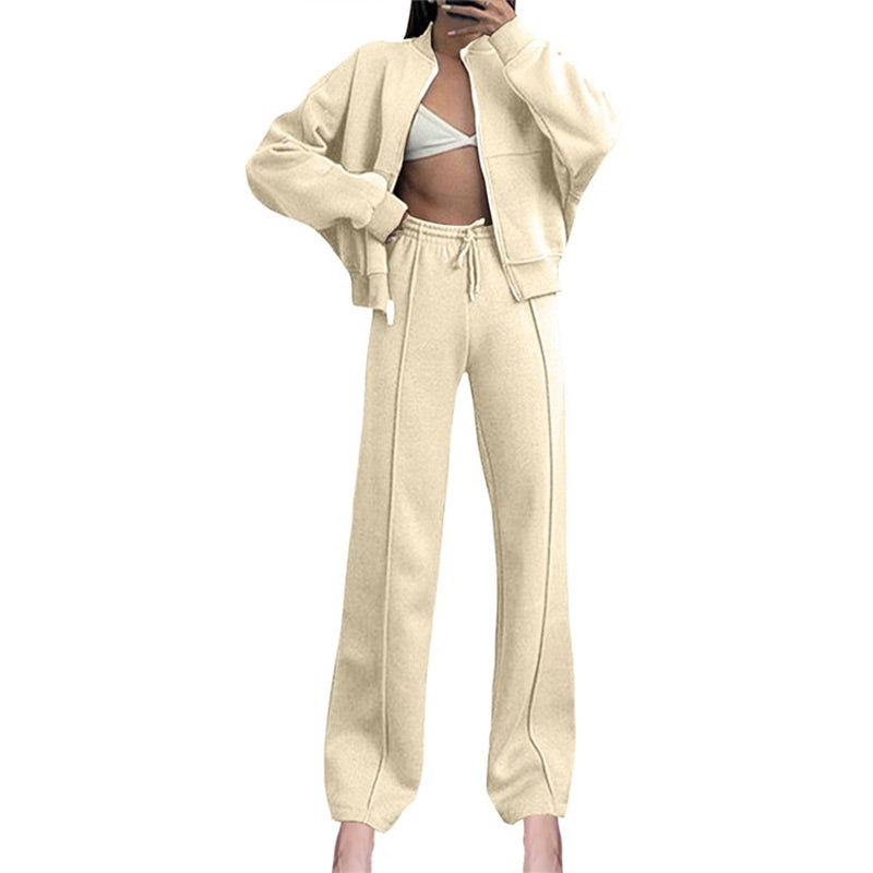 📦Consegna gratuita📦Cappotto a manica lunga con zip e coulisse, pantaloni da donna in felpa 2 pezzi