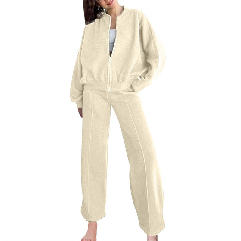 📦Consegna gratuita📦Cappotto a manica lunga con zip e coulisse, pantaloni da donna in felpa 2 pezzi
