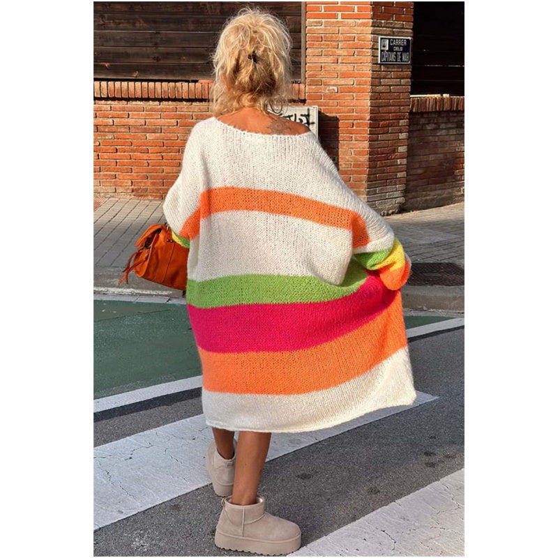 📦Consegna gratuita📦Vestito a blocchi di colore con scollo a V e stampa di lettere