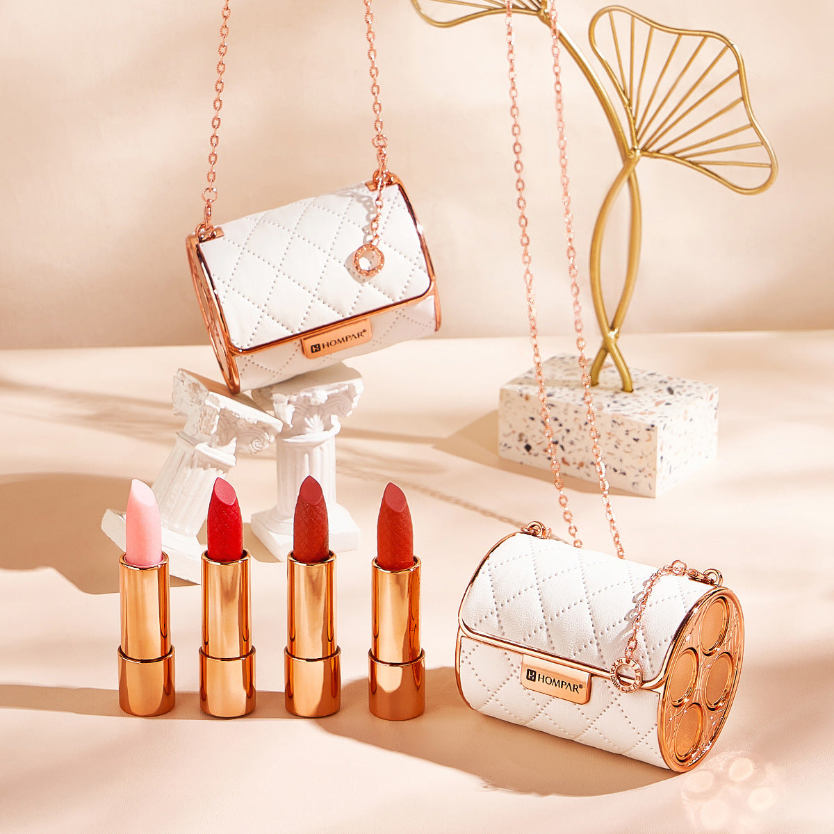 Rossetto Opaco Vellutato Set Fascino Marsupio A Catena