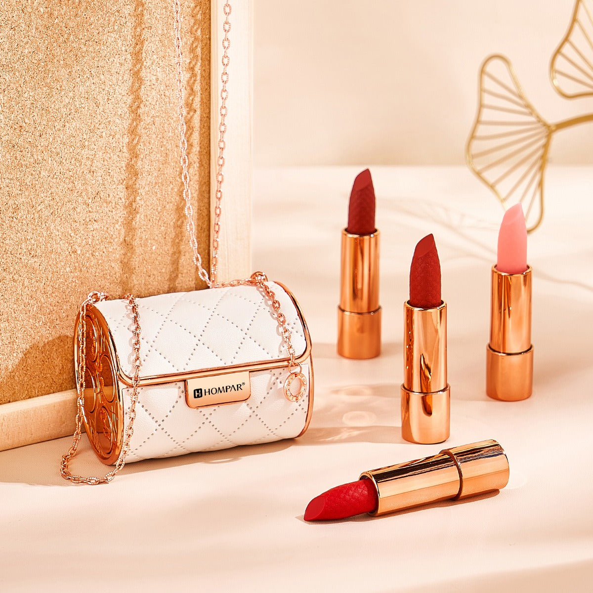 Rossetto Opaco Vellutato Set Fascino Marsupio A Catena