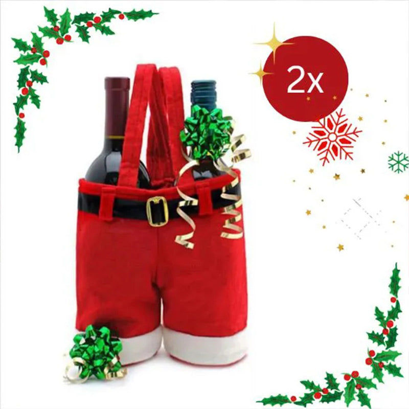 Set di 2 Sacchetti Regalo di Natale per Caramelle/Vino