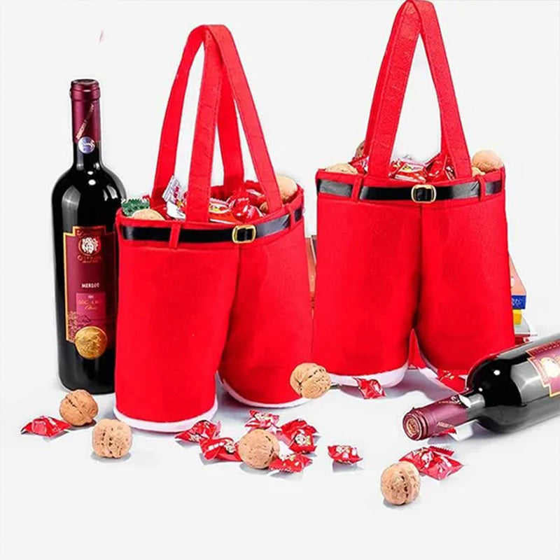 Set di 2 Sacchetti Regalo di Natale per Caramelle/Vino