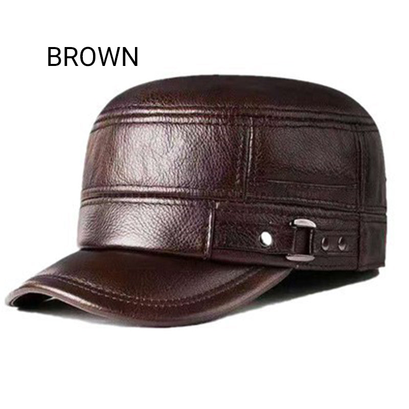 Cappellino da Baseball Caldo con Tetto Piatto in Pelle PU