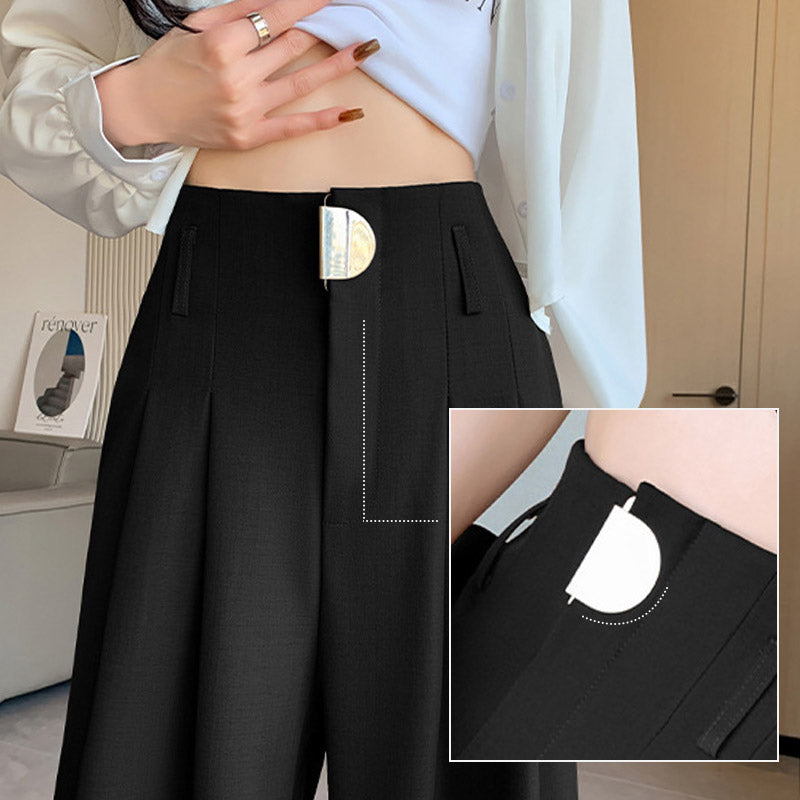 Pantaloni Donna a Vita Alta con Gamba Larga